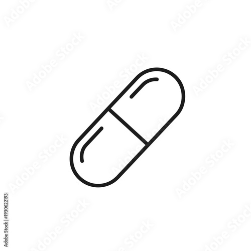 Minimalistic Black and White Capsule Pill Icon for Medical and Healthcare Logos
