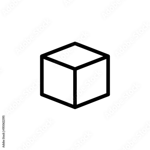 Minimalistic Black and White Cube Illustration for Design Projects