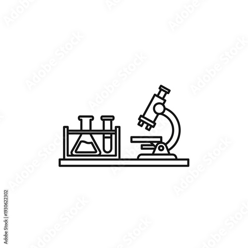 Scientific Laboratory Equipment with Test Tubes and Microscope for Research and Education