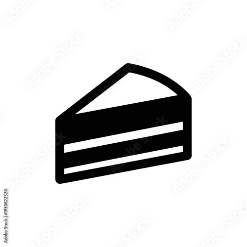 Minimalistic Black and White Slice of Cake Icon for Dessert and Bakery Concept