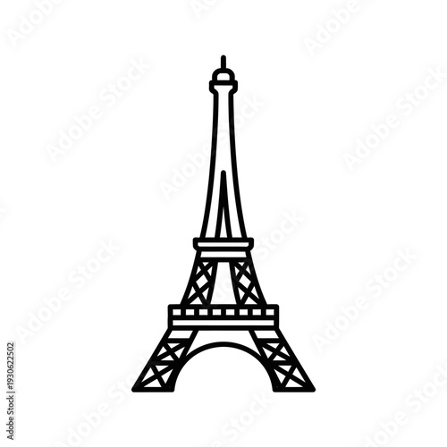 Stylized Black Line Drawing of the Eiffel Tower for Modern Travel and Architecture Concepts