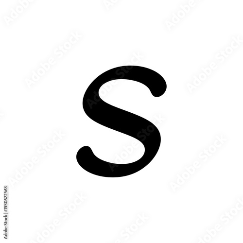 Minimalistic Black Letter S on White Background for Design or Typography Projects