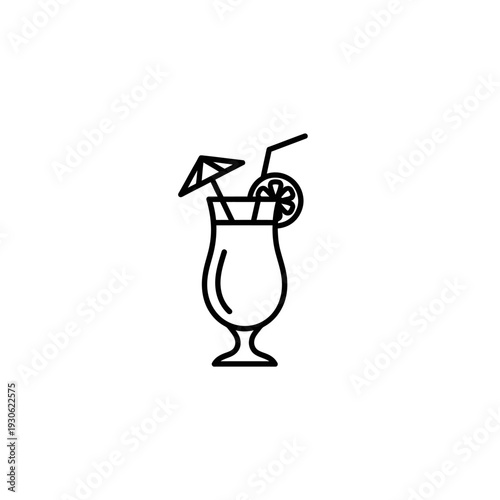 Refreshing Cocktail with Fruit Garnish and Umbrella for Summer Leisure