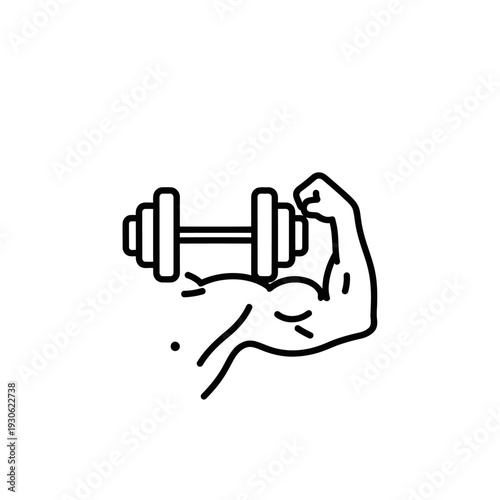 Strong Muscular Arm Holding Dumbbell for Fitness and Strength Training