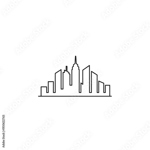 Stylized City Skyline Silhouette with Tall Buildings and Urban Landscape
