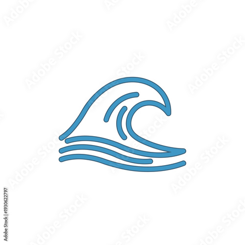 Minimalistic Line Art Wave Illustration for Ocean and Sea Themes