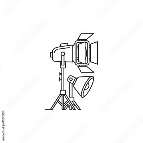 Studio Lighting Equipment Setup with Tripod and Softbox for Professional Photography or Filmmaking