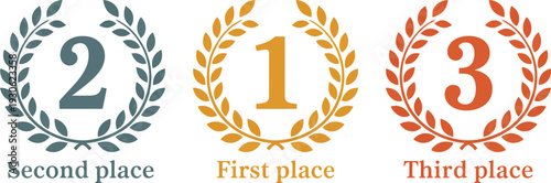 Winner Icon Vector First Second Third Place Award Symbols