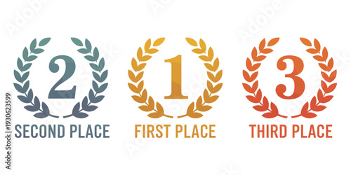 Winner Icon Vector Prize Medals 1st 2nd 3rd Place