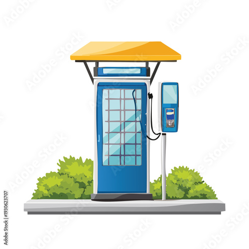 Electric vehicle charging station with greenery and solar panel