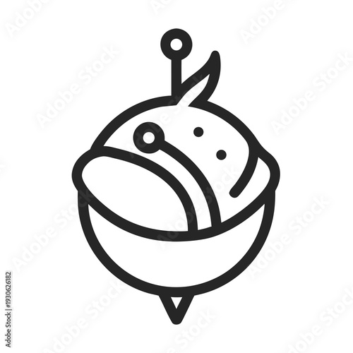 Black line of a cartoon fish line black white swimming