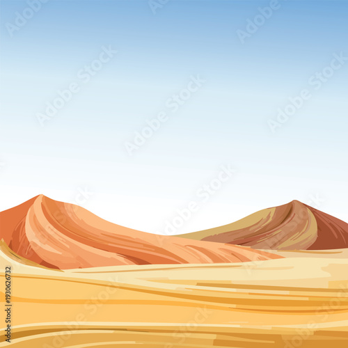 Desert landscape with sand dunes and clear sky