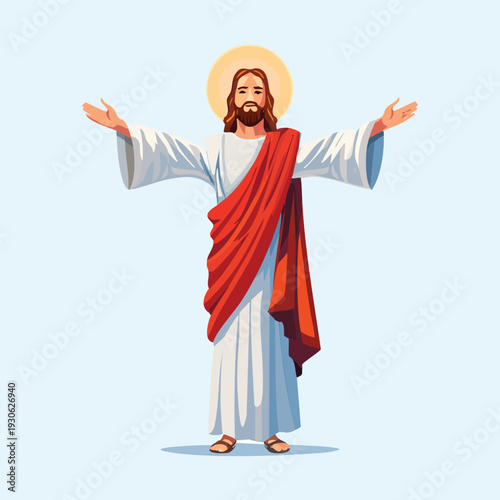 Figure of a man with arms open and glowing halo