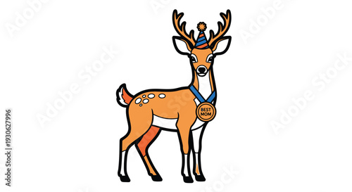 Cute Bambi Deer with Best Mom Medal