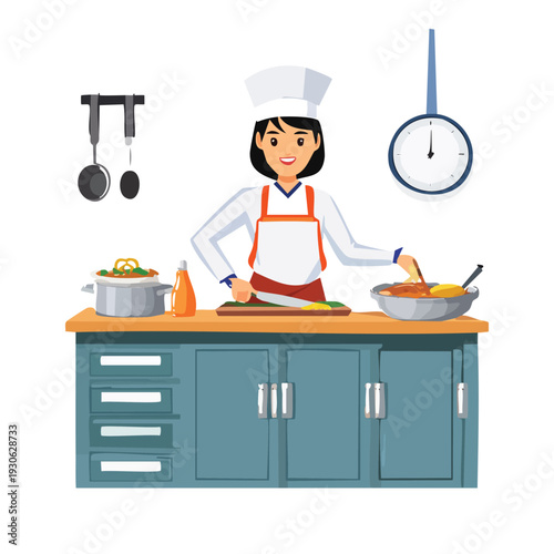 Chef preparing a meal in a kitchen