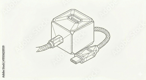 Minimalist USB-C Connector and Adapter Line Vector