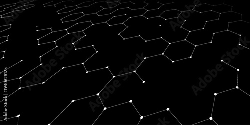 Black background. Dark hexagon carbon fiber texture. Navy blue honeycomb metal texture steel background. Web design template vector illustration EPS 10.