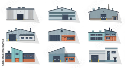 Collection of Industrial Building Illustrations.