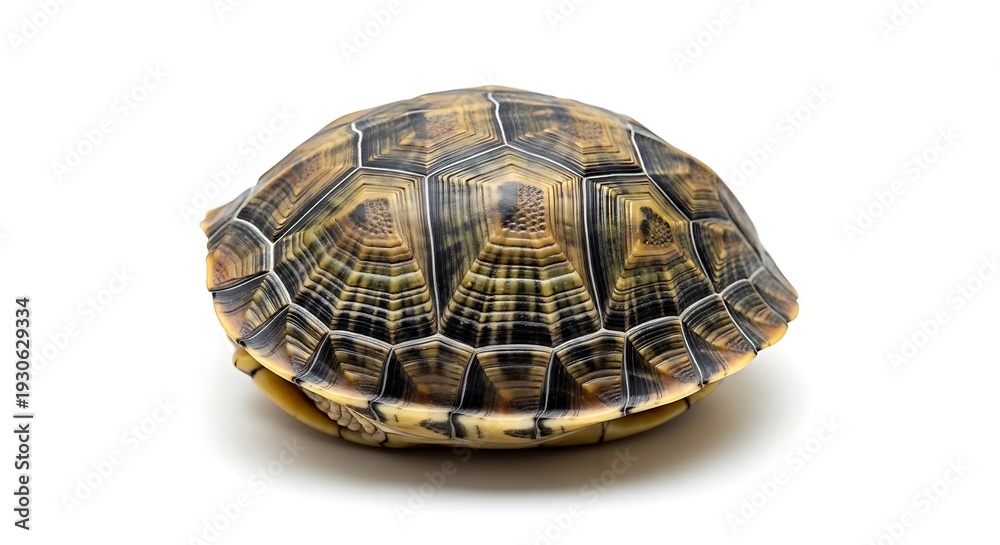 Obraz premium Isolated turtle shell with detailed patterns on white background