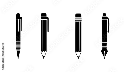 Simple Pen Pencil Silhouette Illustration for Education Branding and UI Design Vector