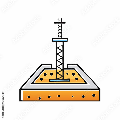 Crane on a construction site foundation.