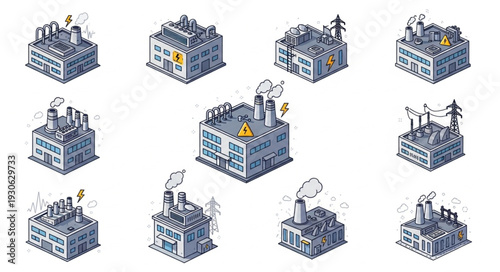 Collection of Industrial Factory Buildings.