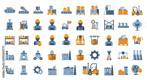 Collection of Industrial Icons and Symbols.