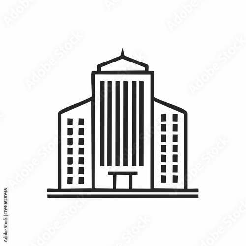 Simple line art illustration of a government or institutional building.
