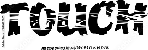 Touch Glitch Distortion Font – Bold Experimental Display Typeface with Fragmented Sliced Letterforms for Cyberpunk Posters, Streetwear Branding, Music Covers & Digital Typography Design