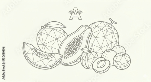 Vitamin A Rich Fruits Collection Minimalist Vector