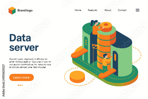 Modern data server room with futuristic equipment and sleek design