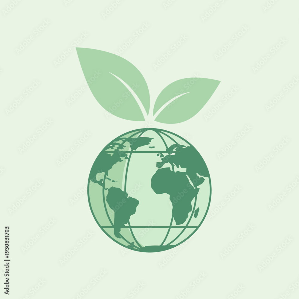 Obraz premium Green Earth Globe with Leaves Sprouting.