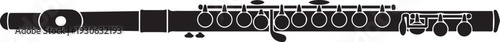 Minimalist Concert Flute Silhouettes Horizontal Instrument Design