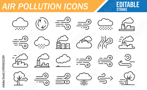 Global Warming and Environmental Hazard Outline Icons