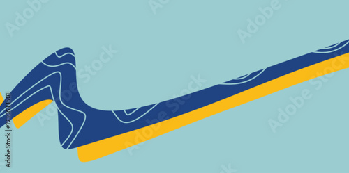 Single flowing ribbon vector background. Simple and clean vector illustration showing a single flowing ribbon with topographic line details on a soft blue backdrop.