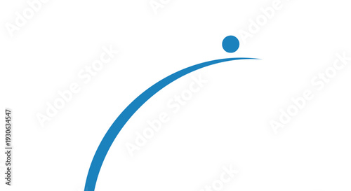 Abstract Blue Curve with Small Circle Symbolizing Progress.