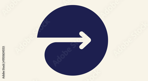 Abstract blue circle with white arrow pointing right.