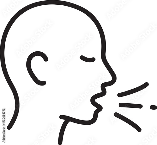 Coughing Person Icon - Flu Symptoms and Respiratory Health Disease Symbol Illustration