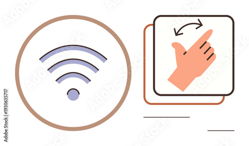 Connectivity, user interaction, technology, wireless communication, hand gestures, digital interfaces. wireless symbol and hand swipe icon. Connectivity and user interaction concept