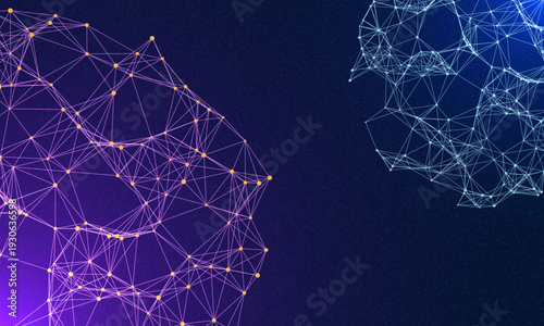 Digital abstract connection dots and lines. Network connection structure. Technology polygonal background. Plexus effect. Points and lines glowing Big data Network. Science 3d vector illustration