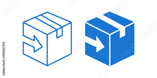 Minimal shipping box with arrow icon representing send and dispatch concept. Clean vector design ideal for logistics software, ecommerce platforms, shipping services, and modern UI systems.