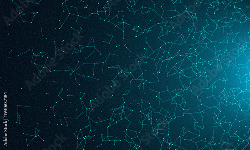 Digital abstract connection dots and lines. Network connection structure. Technology polygonal background. Plexus effect. Points and lines glowing Big data Network. Science 3d vector illustration