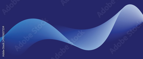 Smooth flow of wavy shape with gradient vector abstract background, dark blue design curve line energy motion, relaxing music sound or technology.