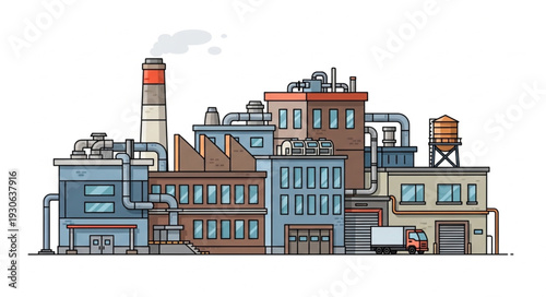 Colorful Cartoon City Buildings Illustration.