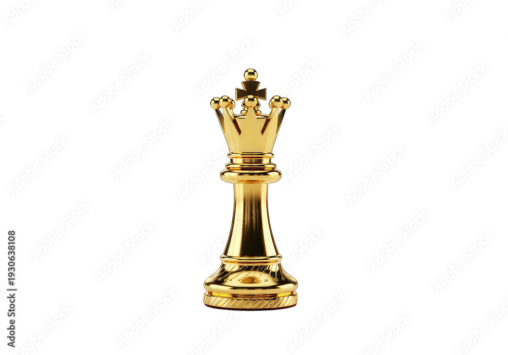 Fototapeta premium Golden chess king crown trophy isolated on transparent background