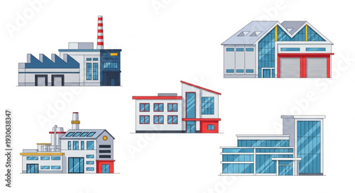 Colorful Industrial Buildings and Factory.