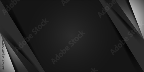 Dark black abstract geometric background with metallic gradient shapes modern luxury banner template for business presentation