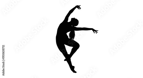 Dancing Silhouette: A graceful silhouette of a female dancer embodies elegance and strength in a poised dance, evoking movement and artistry.