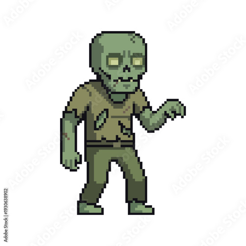 Pixel Art Zombie Character Vector Illustration