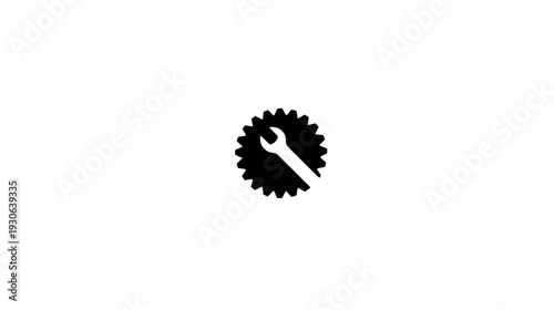 A wrench superimposed over a gear on a white background, representing mechanical work